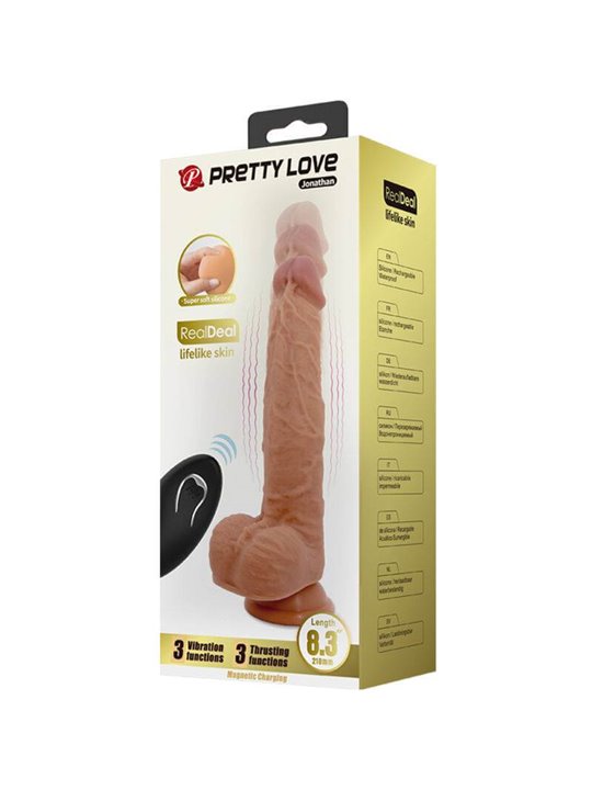 Pretty Love - Jonathan Silicone Dildo 3 Vibrations + 3 Insertion Measurements Remote Control 21 CM