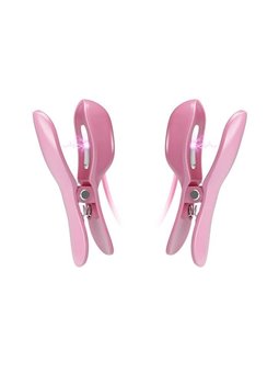 Baile Romantic Wave - Pinze Rosa Vibranti per Capezzoli con Elettrostimolazione