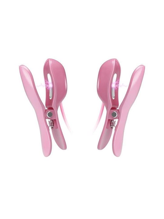 Baile Romantic Wave - Pinze Rosa Vibranti per Capezzoli con Elettrostimolazione