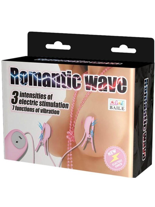 Baile Romantic Wave - Pinze Rosa Vibranti per Capezzoli con Elettrostimolazione