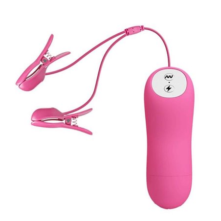 Baile Romantic Wave - Pinze Fucsia Vibranti per Capezzoli con Elettrostimolazione