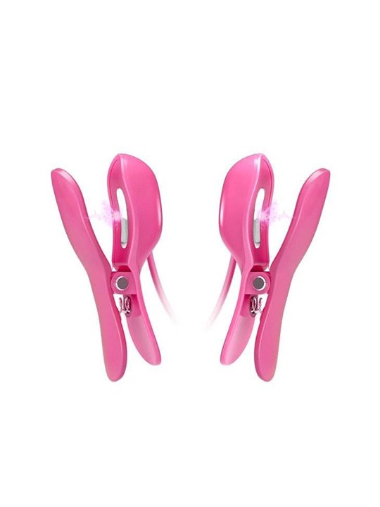 Baile Romantic Wave - Pinze Fucsia Vibranti per Capezzoli con Elettrostimolazione