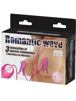 Baile Romantic Wave - Pinze Fucsia Vibranti per Capezzoli con Elettrostimolazione