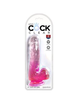 King Cock Clear - Realistic Penis With Balls 13.5 CM Pink