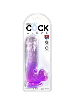 King Cock Clear - Realistic Penis With Balls 13.5 CM Purple