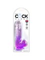 King Cock Clear - Realistic Penis With Balls 13.5 CM Purple