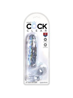 King Cock Clear - Realistic Penis With Balls 13.5 CM Transparent