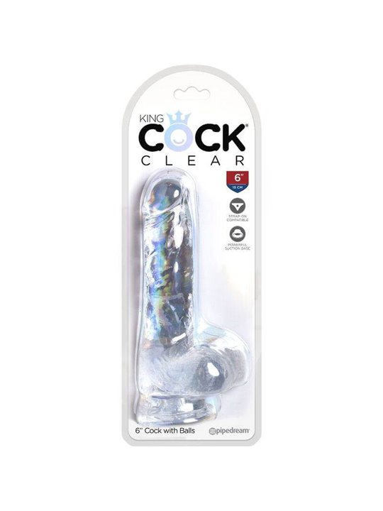 King Cock Clear - Realistic Penis With Balls 13.5 CM Transparent