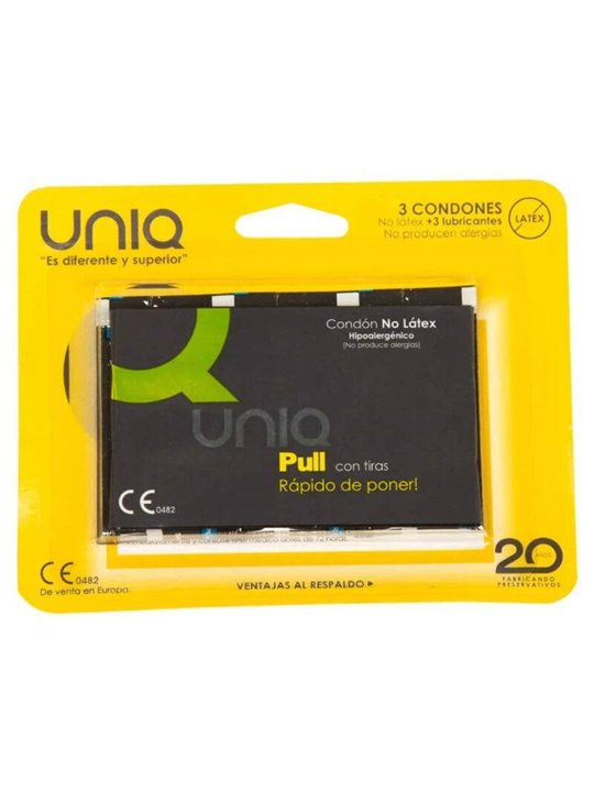 Uniq - Pull Latex Free Condoms With Strips 3 Units