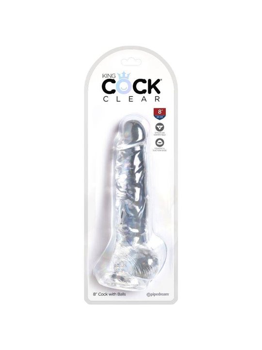 King Cock Clear - Realistic Penis With Balls 16.5 CM Transparent