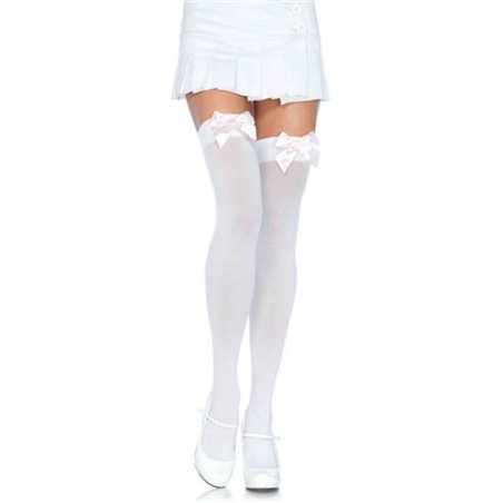 Leg Avenue - Calze Bianche Sopra il Ginocchio con Fiocco Taglia Unica Rosa