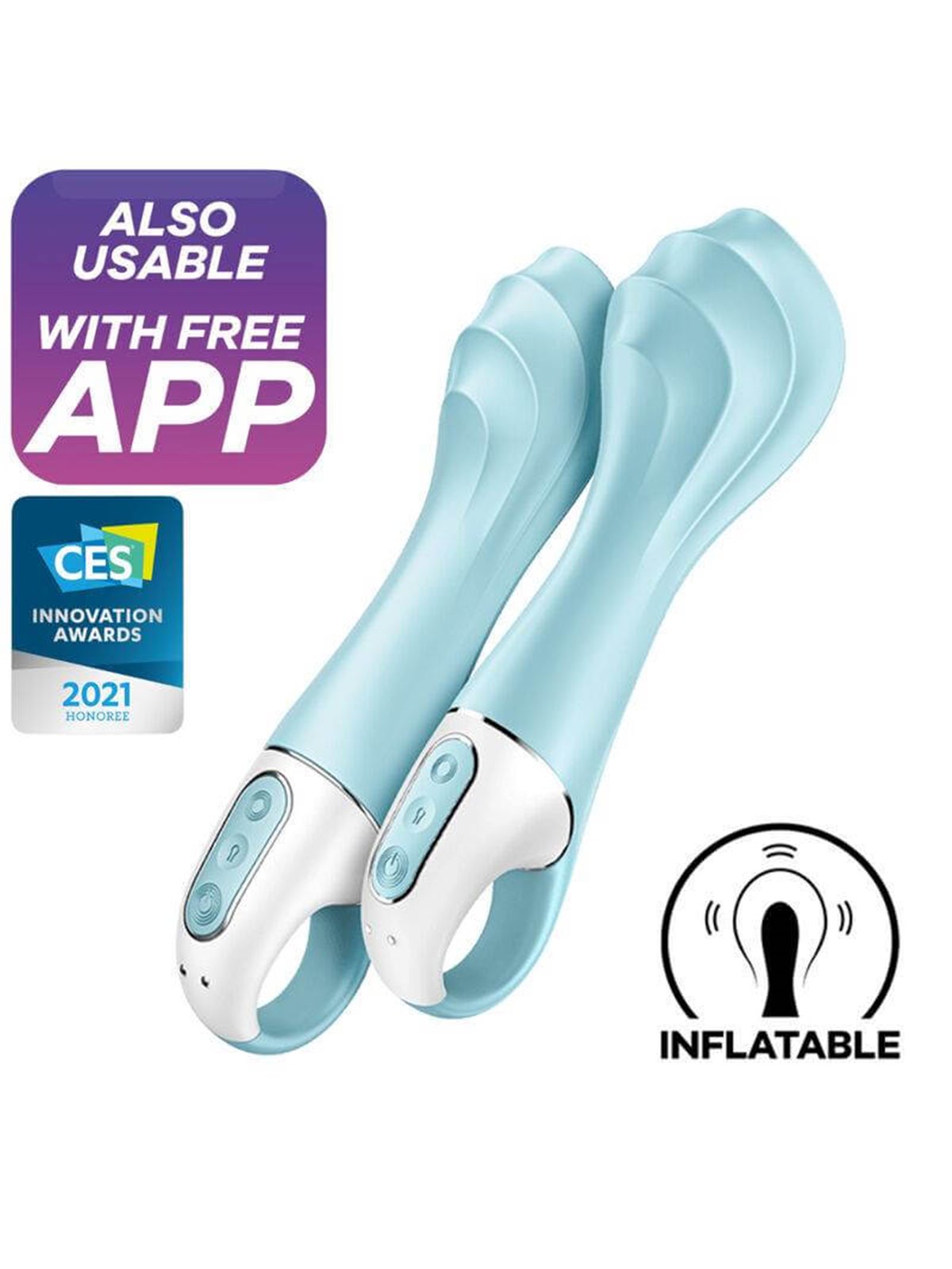 Satisfyer Air Pump Vibrator 5+ Inflatable G-Spot Vibrator App - Blue