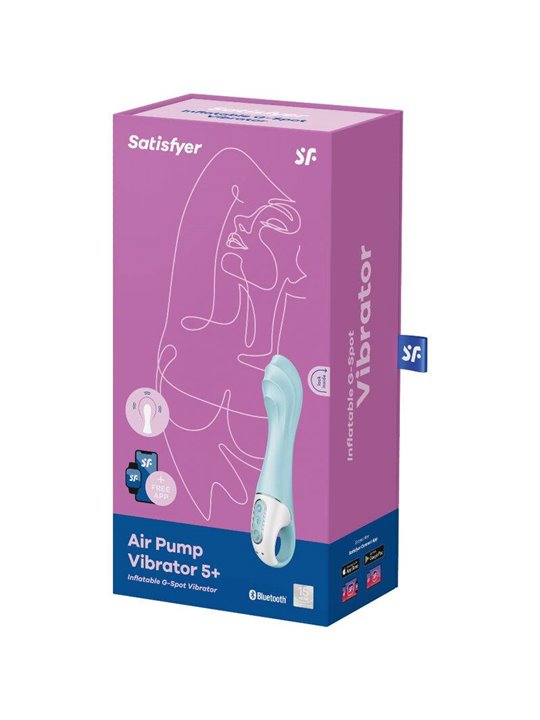 Satisfyer Air Pump Vibrator 5+ Inflatable G-Spot Vibrator App - Blue