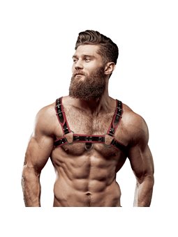 Fetish Submissive Attitude - Men'S Eco-Leather Chest Harness Black/Red