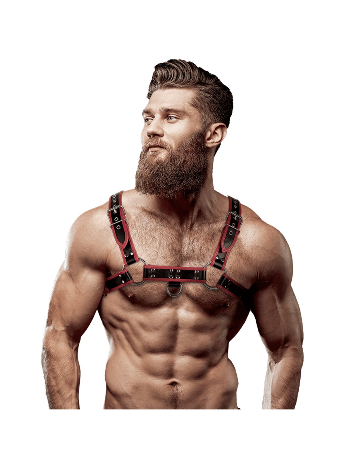 Fetish Submissive Attitude - Men'S Eco-Leather Chest Harness Black/Red