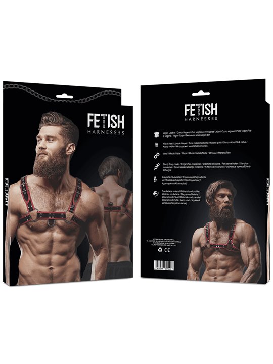 Fetish Submissive Attitude - Men'S Eco-Leather Chest Harness Black/Red