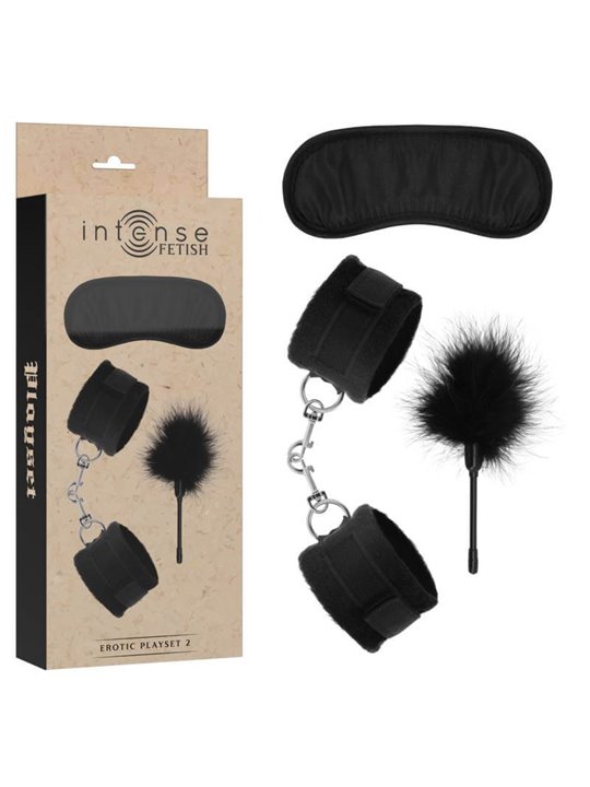 Intense Fetish  - Erotic Playset 2 with Handcuffs, Blind Mask and Tickler