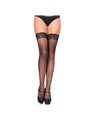 Leg Avenue - Calze Autoreggenti in Microrete e Pizzo Siliconato Taglia Unica Nero