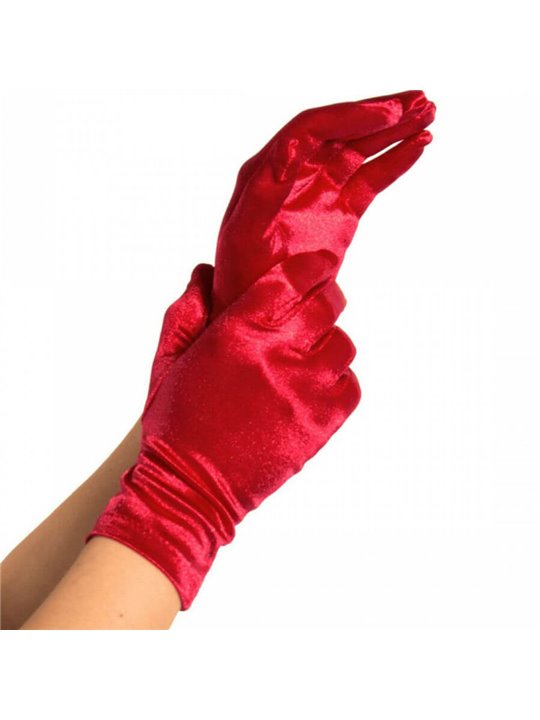 Leg Avenue - Guanti Corti Effetto Satinato Luminoso Taglia Unica Rosso