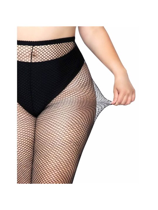 Leg Avenue - Collant a Rete Taglia Plus Nero