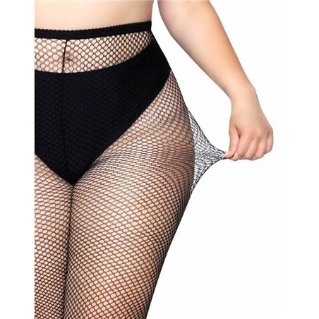 Leg Avenue - Collant a Rete Taglia Plus Nero