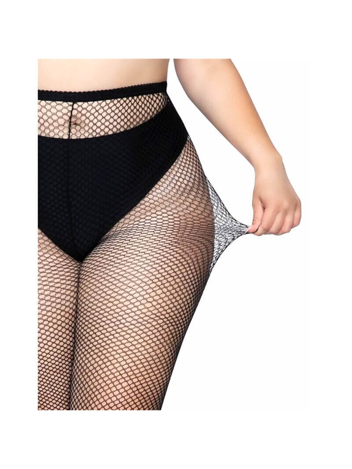 Leg Avenue - Collant a Rete Taglia Plus Nero