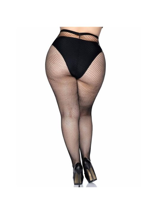 Leg Avenue - Collant a Rete Taglia Plus Nero