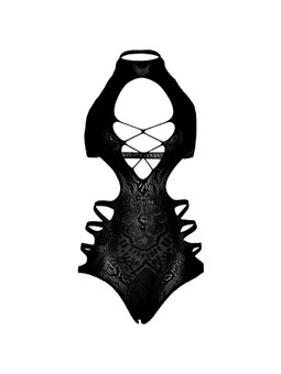 Leg Avenue - Cut Out Strappy Bodysuit One Size - Black