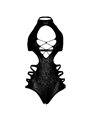 Leg Avenue - Body con Motivo Traforato e Cut-Out Taglia Unica Nero