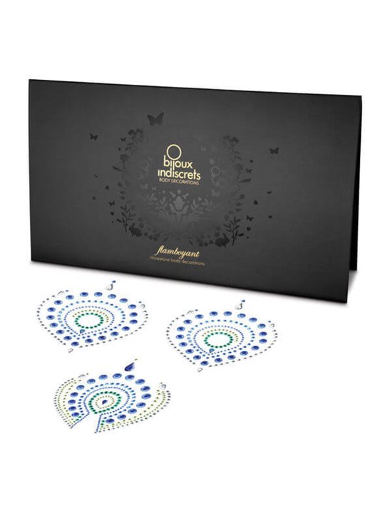 Bijoux Indiscrets Flamboyant - Gioielli Adesivi per il Corpo Blu/Verde