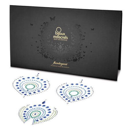 Bijoux Indiscrets Flamboyant - Gioielli Adesivi per il Corpo Blu/Verde