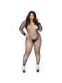 Leg Avenue - Bodystocking a Rete con Strass e Senza Cuciture Taglia Plus Nero