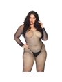 Leg Avenue - Bodystocking a Rete con Strass e Senza Cuciture Taglia Plus Nero