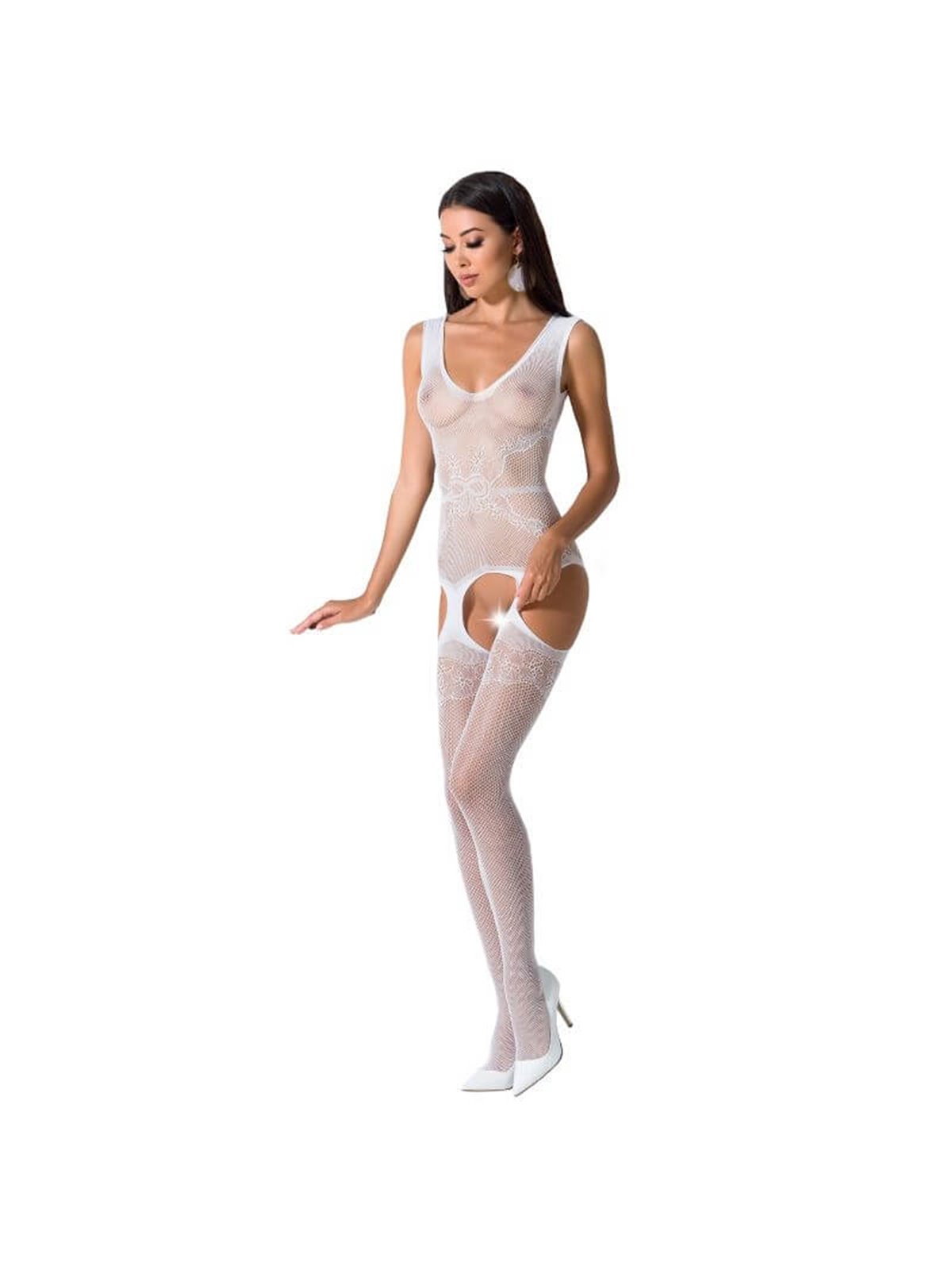 Passion - Woman Bs062 White Bodystocking One Size