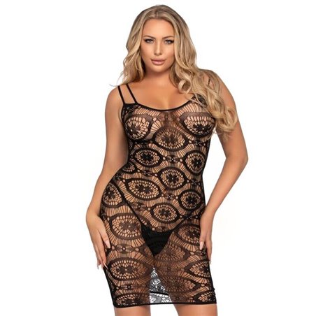 Leg Avenue - Miniabito con Margherite All'Uncinetto Taglia Unica Nero
