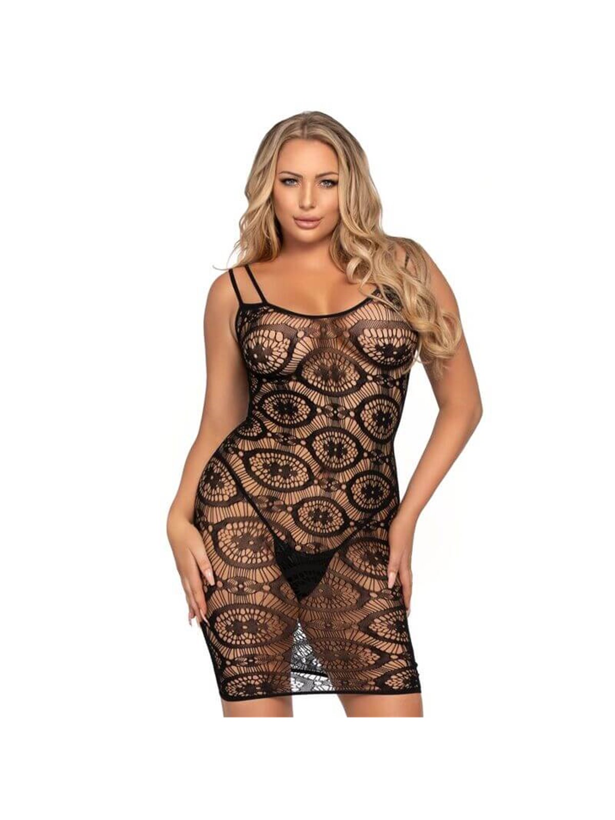 Leg Avenue - Miniabito con Margherite All'Uncinetto Taglia Unica Nero