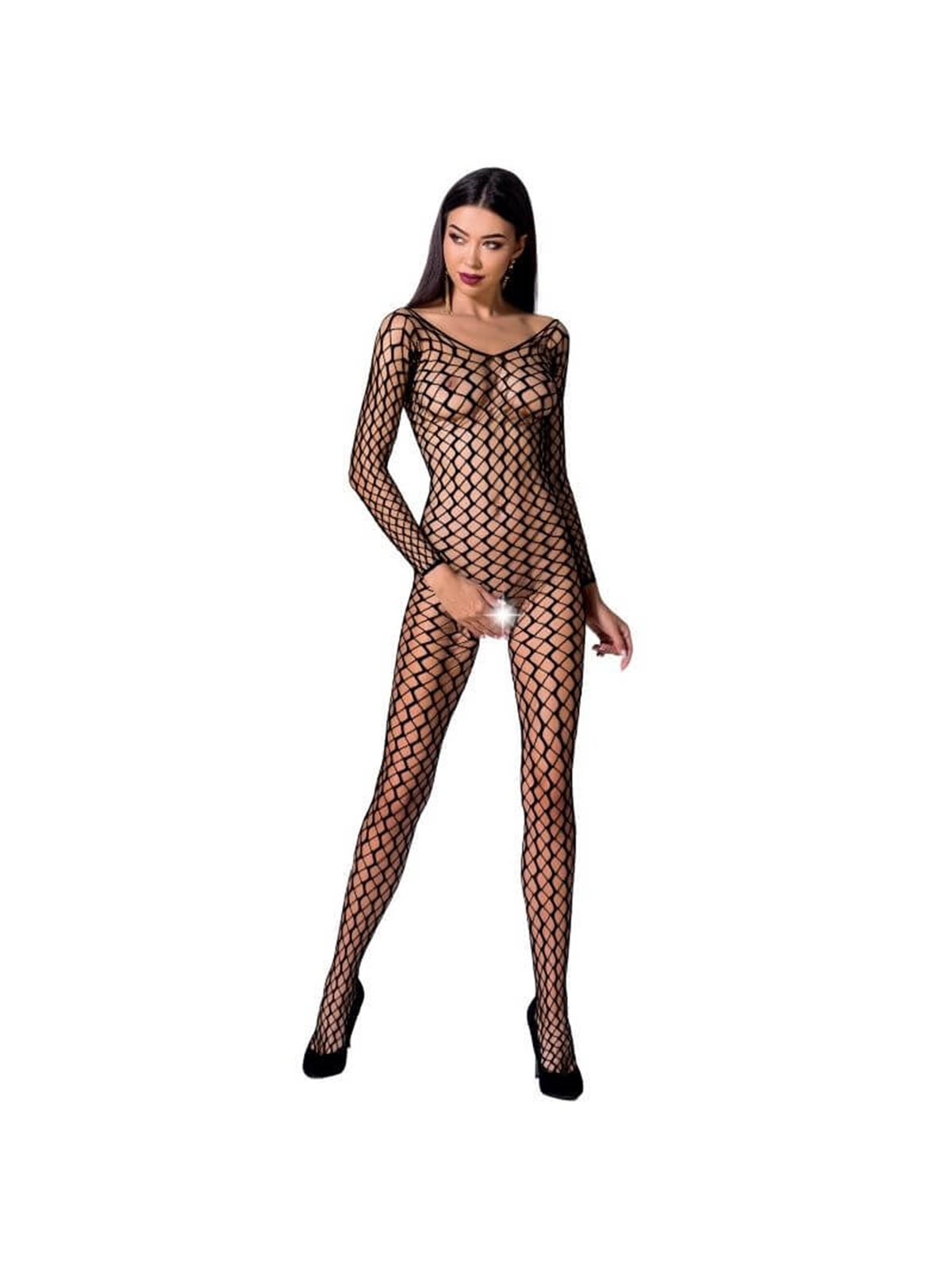 Passion - Woman Bs068 Bodystocking Black One Size