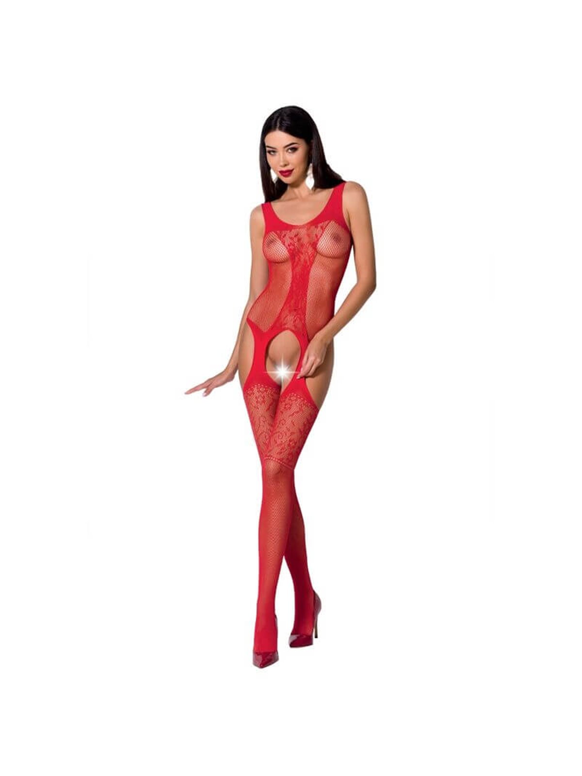 Passion - Woman Bs072 Bodystocking One Size Red