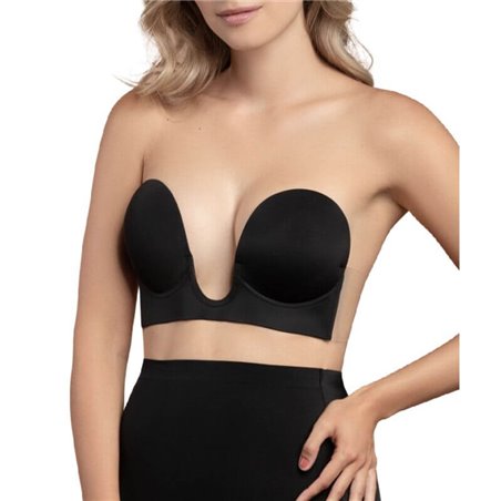 Bye-Bra Seamless U-Style - Reggiseno Adesivo a U Senza Spalline - Coppa B Nero