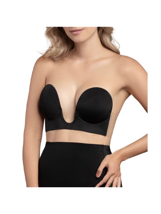 Bye-Bra Seamless U-Style - Reggiseno Adesivo a U Senza Spalline - Coppa C Nero