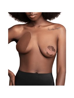 Bye-Bra - Coppe Sollevamento Seno Push-Up + 3 Paia di Copricapezzoli - Marrone D/F