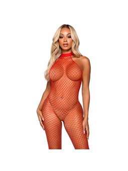 Le Frivole Bodystocking - Racer Neck One Size Red