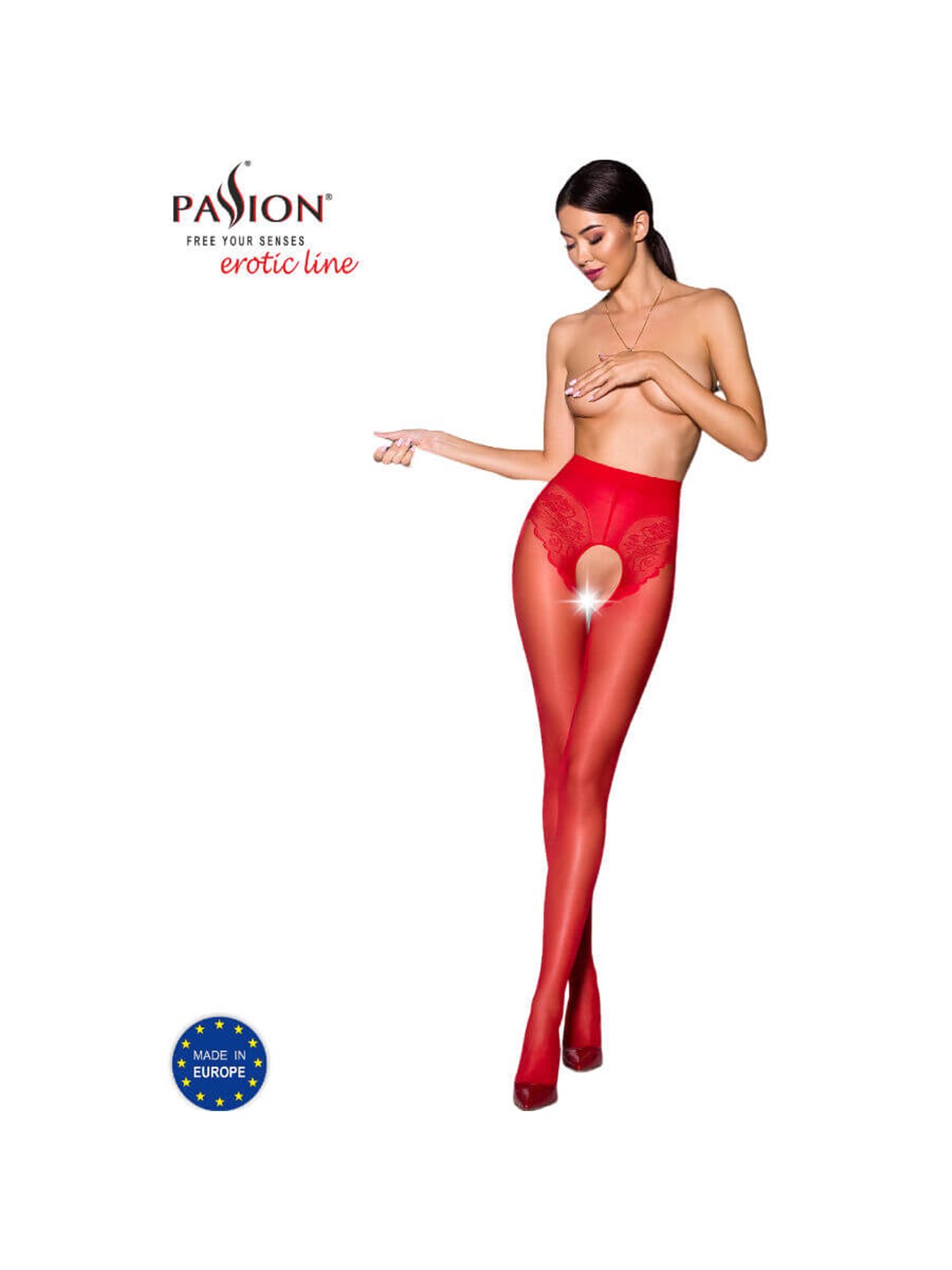 Passion - Tiopen 006 Red Tights 3/4 30 Den