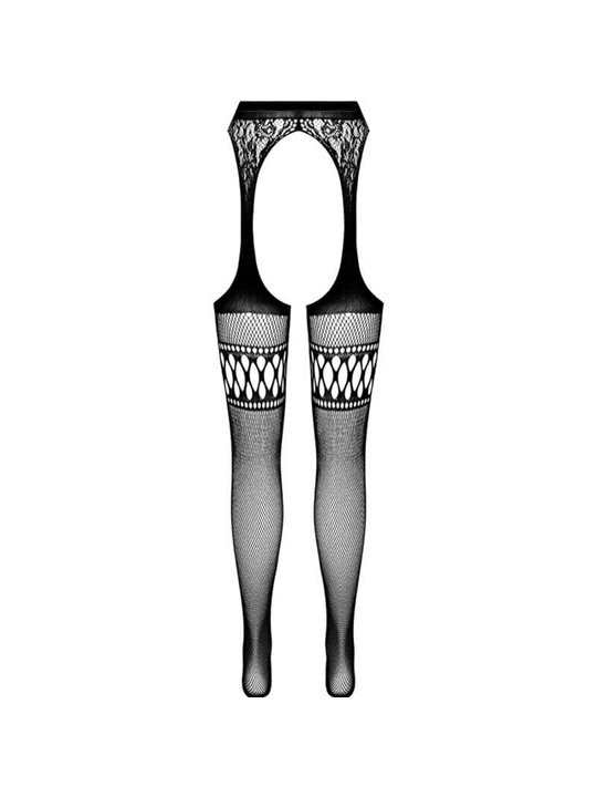 Passion - S026 Black Tights with Garter One Size