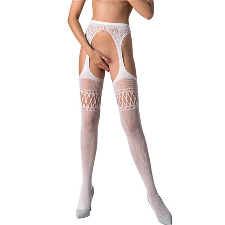 Passion - S026 White Stockings with Garter One Size