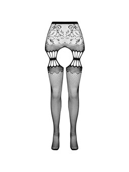 Passion - S027 Black Tights with Garter One Size