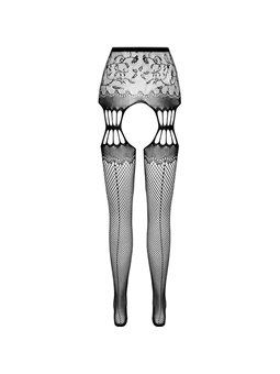 Passion - S027 Black Tights with Garter One Size