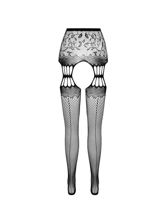 Passion - S027 Black Tights with Garter One Size