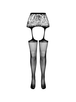 Passion - S028 Black Tights with Garter One Size