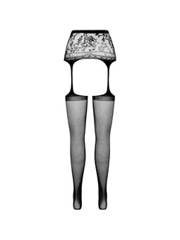 Passion - S028 Black Tights with Garter One Size